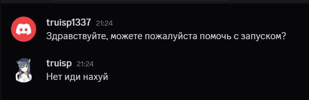Скриншот переписки с поддержкой